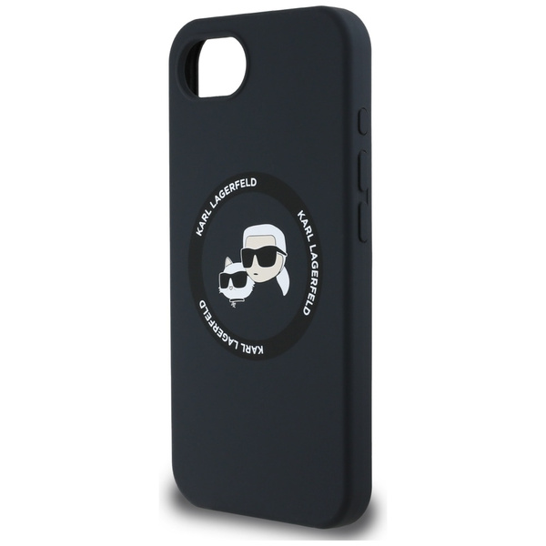 Etui Karl Lagerfeld Liquid Silicone Karl & Choupette Heads z MagSafe na iPhone 16e - czarne