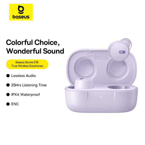 Baseus Bowie E18 Wireless TWS ENC IPX4 Earphones - Purple