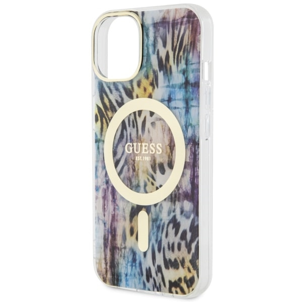 Guess GUHMP14SHLEOPWB iPhone 14 / 15 /13 6.1" niebieski/blue hardcase Leopard MagSafe