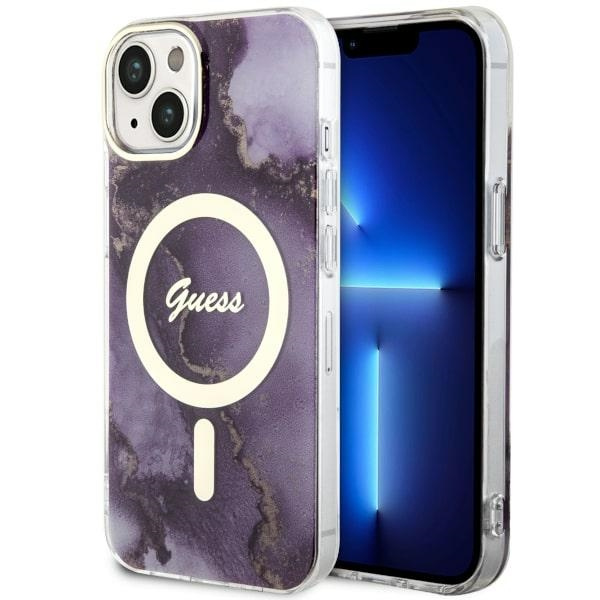 Guess GUHMP14SHTMRSU iPhone 14 / 15 / 136.1" purpurowy/purple hardcase Golden Marble MagSafe
