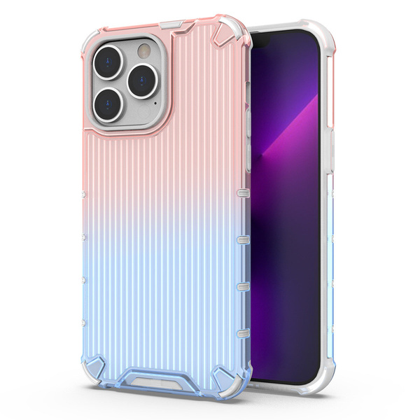 OMBRE PROTECT CASE FOR IPHONE 14 PRO ARMORED COVER PINK AND BLUE