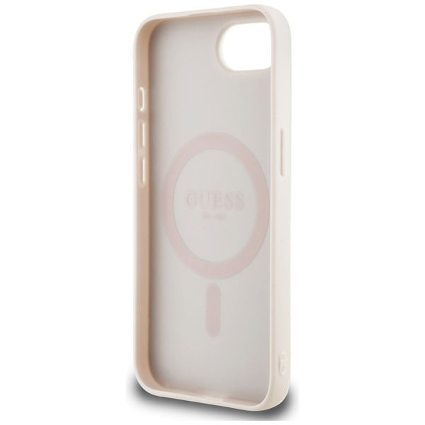 Etui Guess 4G Flowers Print MagSafe do   iPhone 16e różowy