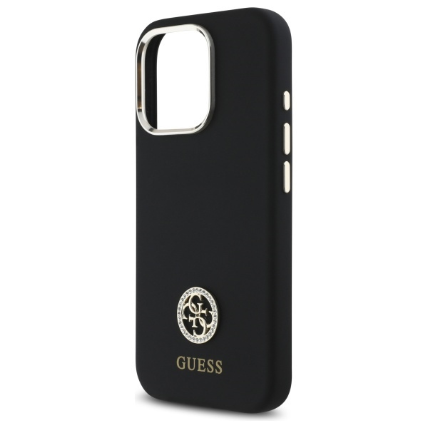 Guess GUHCP16LM4DGPK iPhone 16 Pro 6.3"  czarny/black hardcase Silicone Logo Strass 4G