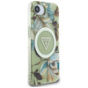 Etui Guess IML Metal Glitter Flowers     Triangle MagSafe do iPhone 16e zielony