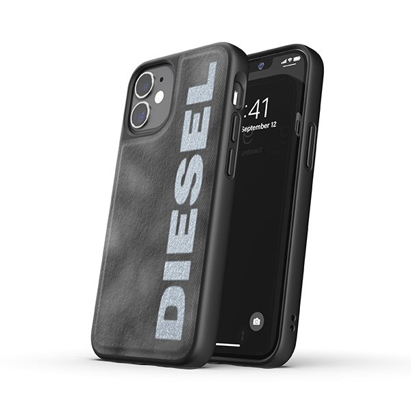 DIESEL MOULDED CASE BLEACHED DENIM IPHONE 12 MINI SZARY/BIAŁY