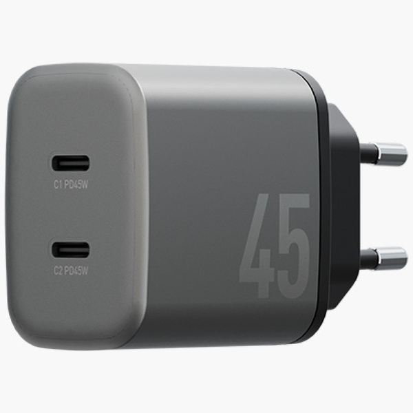 Ładowarka sieciowa Energea Ampcharge     GaN45 2xUSB-C PD/PPS/QC3.0 45W szary
