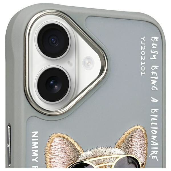 Nimmy etui iPhone 16 6.1" szary/gray      Glasses Cool Dog