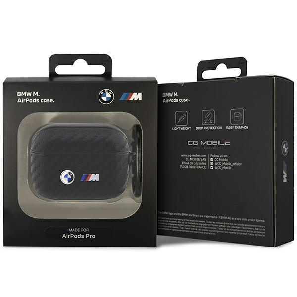 Etui BMW Carbon Double Metal Logo na AirPods Pro - czarne
