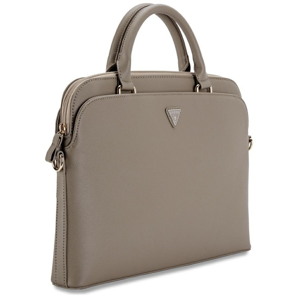 Torba Guess Grained Zipper Pocket        Triangle Logo 15" brązowy