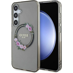 GUESS GUHMS24MHFWFCK S24+ S926 CZARNY/BLACK HARDCASE IML FLOWERS WREATH MAGSAFE