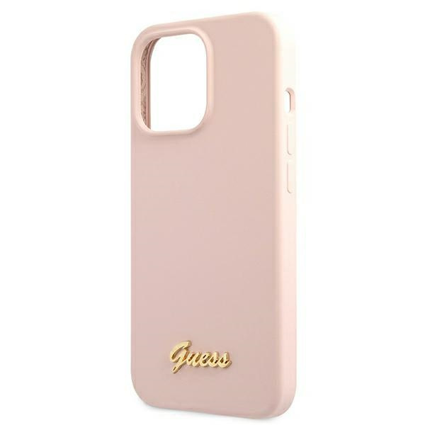 Guess GUHMP13XLSLMGLP iPhone 13 Pro Max6,7" jasnoróżowy/light pink hardcase Silicone Script Gold Logo Magsafe