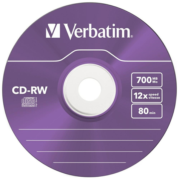Płyta CD-RW Verbatim COLOUR SL 700MB     8-12X 5szt wielokolorowy 43167