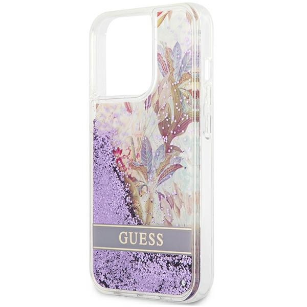 Guess GUHCP13LLFLSU iPhone 13 Pro / 136,1" fioletowy/purple hardcase Flower Liquid Glitter