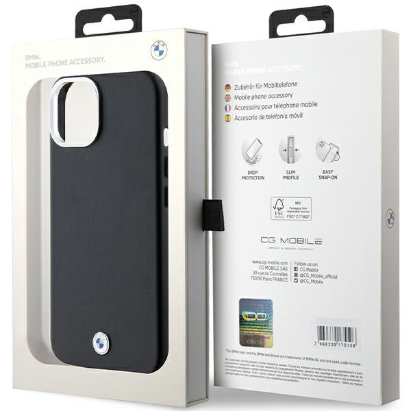 Etui BMW Signature Wrapped Metal MagSafe na iPhone 15 Plus / 14 Plus - czarne