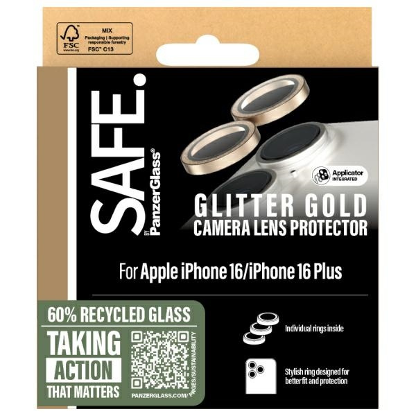 SAFE by PanzerGlass iPhone 16 6.1" / 16 Plus 6.7" Lens Protector złoty/glitter gold SAFE95894