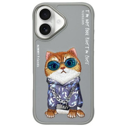 Nimmy etui iPhone 16 6.1" szary/gray      Glasses Cool Cat