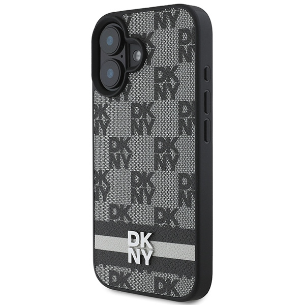 DKNY DKHCP16SPCPTSSK iPhone 16 6.1"6.1" czarny/black hardcase Checkered Pattern & Printed Stripes