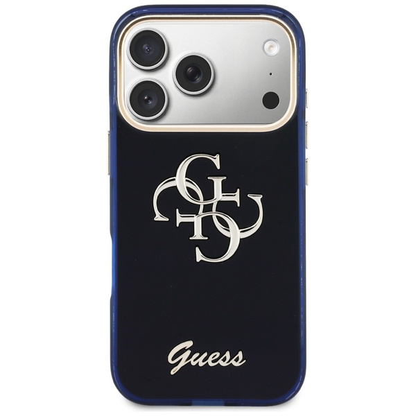 Etui Guess IML 4G Script Metal do iPhone 17 Pro Max niebieski