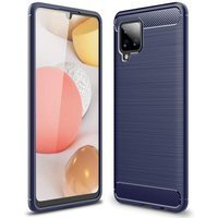 CARBON CASE FLEXIBLE COVER TPU CASE FOR SAMSUNG GALAXY A42 5G BLUE