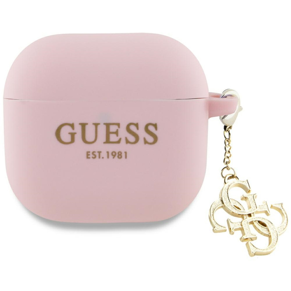 Guess GUA4LECG4P AirPods 4 cover         różowy/pink Silicone 4G Charm