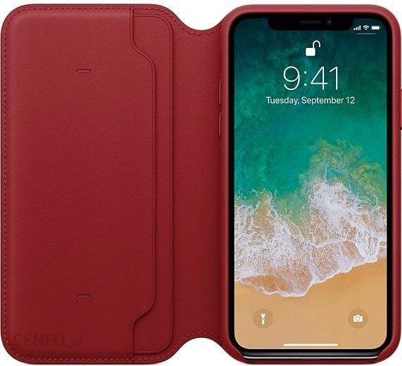APPLE LEATHER FOLIO CASE MRQD2ZMA IPHONE X/XS RED ORYGINALNA PLOMBA