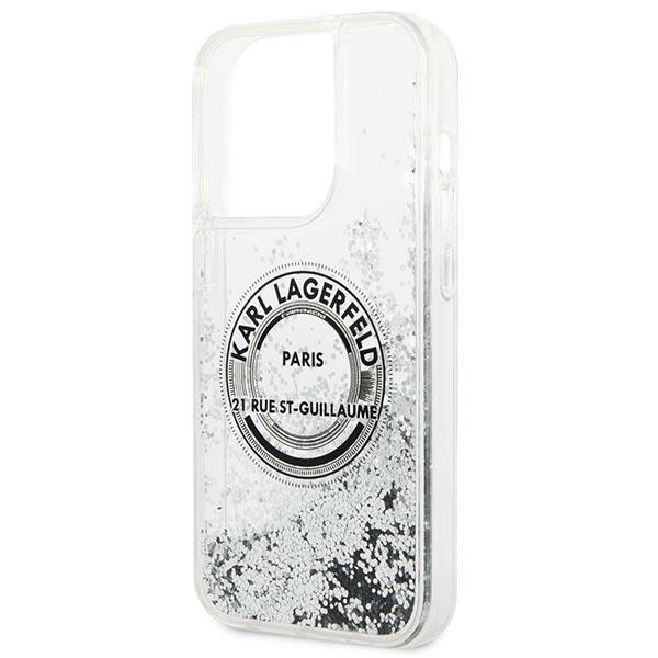 Etui Karl Lagerfeld Liquid Glitter RSG na iPhone 14 Pro Max - srebrne