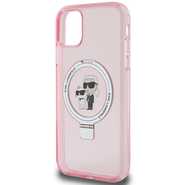 Etui Karl Lagerfeld Ring Stand Karl&Choupettte MagSafe na iPhone 11 / Xr - różowe