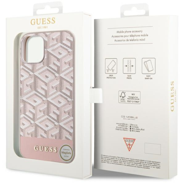 Guess GUHMP14MHGCFSEP iPhone 14 Plus / 15 Plus 6.7" różowy/pink hard case GCube Stripes MagSafe