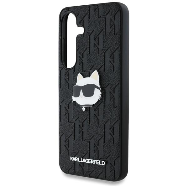 Etui Karl Lagerfeld Leather Monogram Pin  Logo Choupette Head Samsung Galaxy S25 Plus czarny