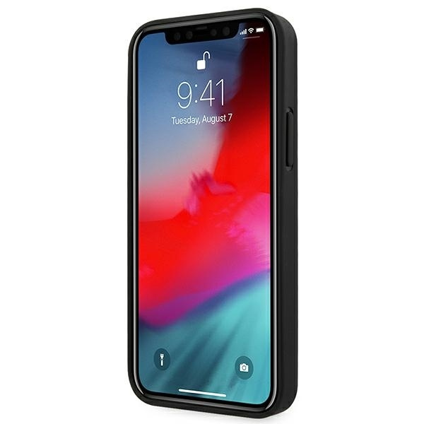 Ferrari FEOMSHCP12MBK iPhone 12/12 Pro czarny/black hardcase Off Track Leather Nylon Stripe