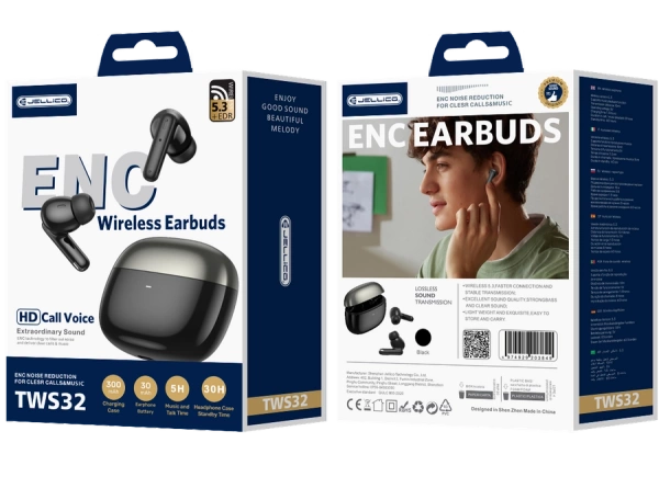 JELLICO wireless earphones (ENC) TWS32 Black