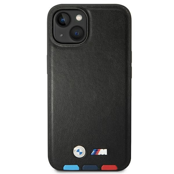 Case BMW BMHMP14S22PTDK iPhone 14 6.1 "black / black Leather Stamp Tricolor Magsafe