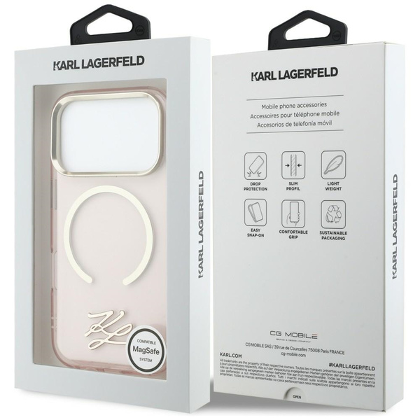 Etui Karl Lagerfeld IML KL Script Logo   MagSafe do iPhone 17 Pro różowy