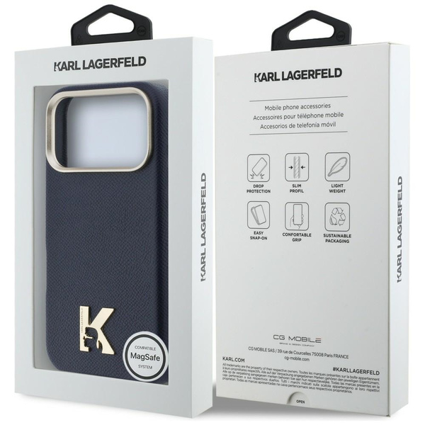 Etui Karl Lagerfeld Karl Head Logo MagSafe do iPhone 17 Pro niebieski