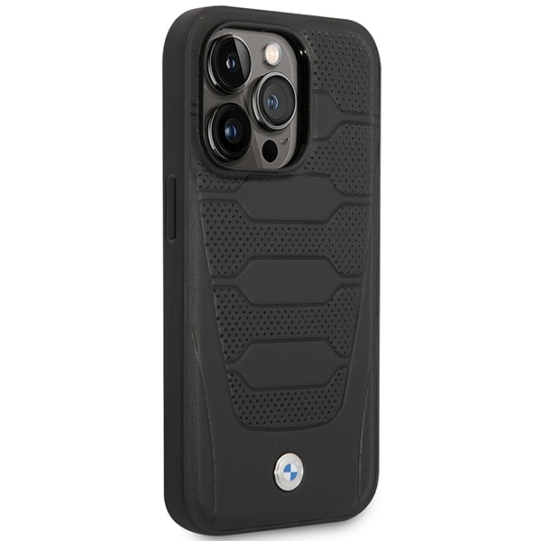 Etui BMW Leather Seats Pattern MagSafe na iPhone 14 Pro Max - czarne