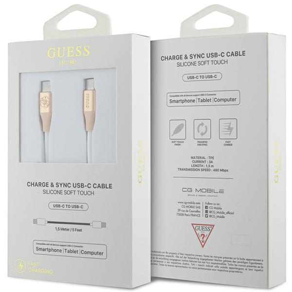 Guess GUCCLALRGDD kabel USB-C - USB-C1.5m Fast Charging złoty/light gold Ebossed Logo