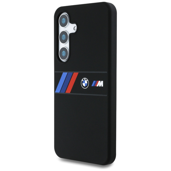 Etui BMW Silicone Middle Tricolor         Stripes MagSafe do Samsung Galaxy S25 czarny