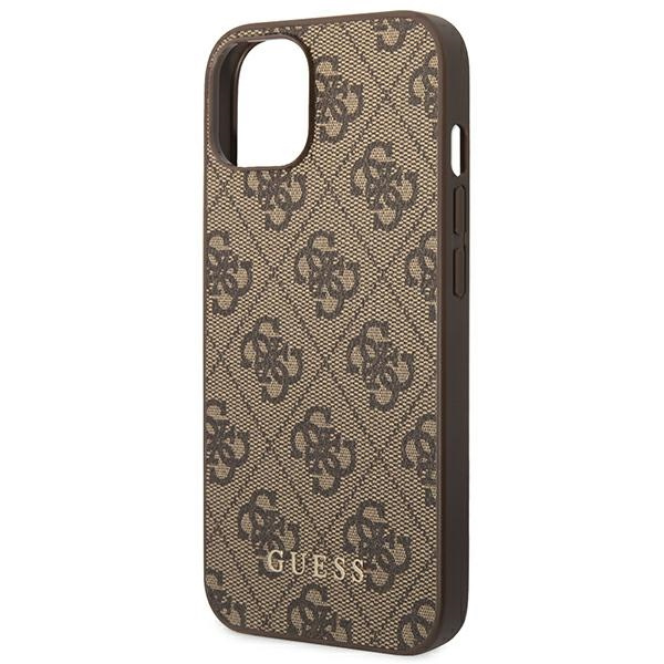 Guess GUHCP14MG4GFBR iPhone 14 Plus / 15 Plus 6.7" brązowy/brown hard case 4G Metal Gold Logo