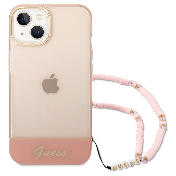 Guess GUHCP14MHGCOHP iPhone 14 Plus / 15 Plus 6.7" różowy/pink hardcase Translucent Pearl Strap