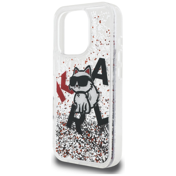 Etui Karl Lagerfeld Liquid Glitter       Choupette Logo do iPhone 16 Pro przezroczysty