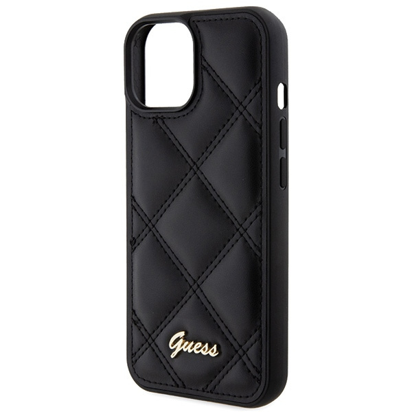 Guess GUHCP15SPSQSQSK iPhone 15 / 14 / 13 6.1" czarny/black hardcase Quilted Metal Logo