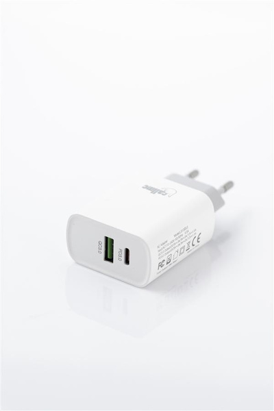 CALLME CHARGER LS13 2 USB QC3.0+PD WHITE WITH LIGHTNING CABLE