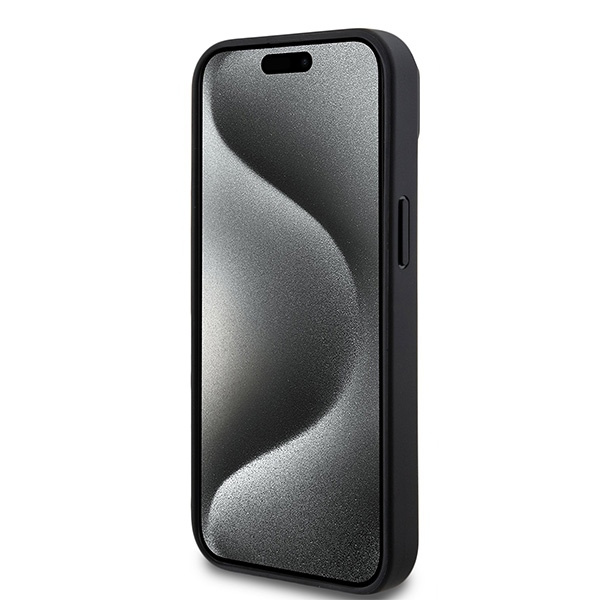 DKNY DKHMP15SPSOSPK iPhone 15 / 14 / 136.1" czarny/black hardcase Leather Printed Pattern Metal Logo MagSafe