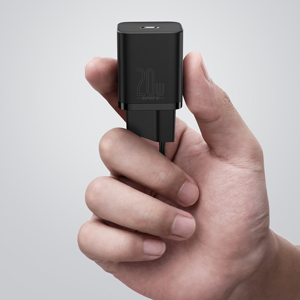 Baseus Super Si 1C szybka ładowarka USB Typ C 20W Power Delivery + kabel USB Typ C - Lightning 1m biały (TZCCSUP-B02)