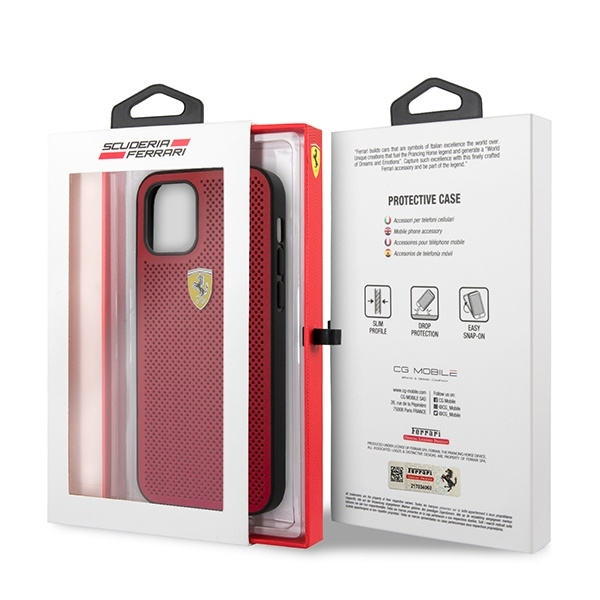 Ferrari FESPEHCP12MRE iPhone 12/12 Pro 6,1" czerwony/red hardcase On Track Perforated