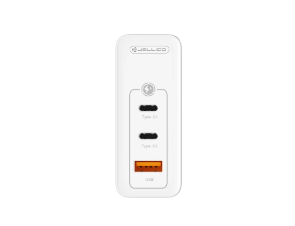 JELLICO wall charger C118 GaN PD 100W 2xUSB-C + 1xUSB QC3.0 White