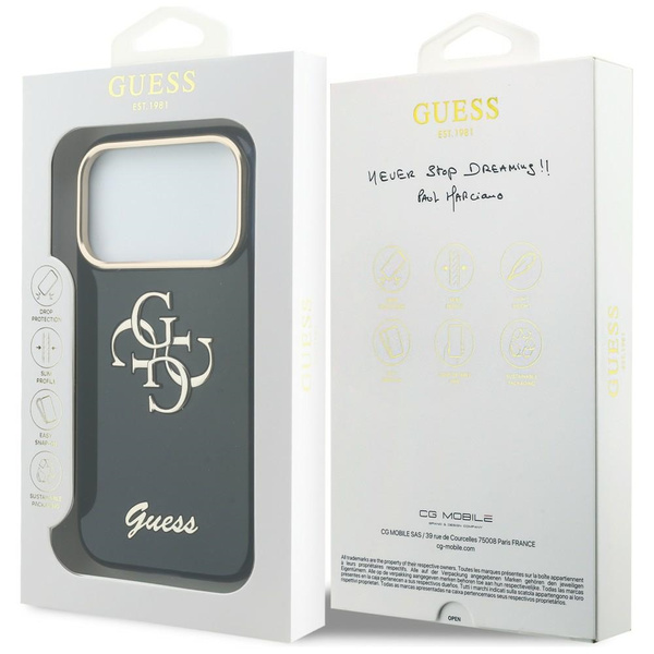 Etui Guess IML 4G Script Metal do iPhone 17 Pro Max niebieski