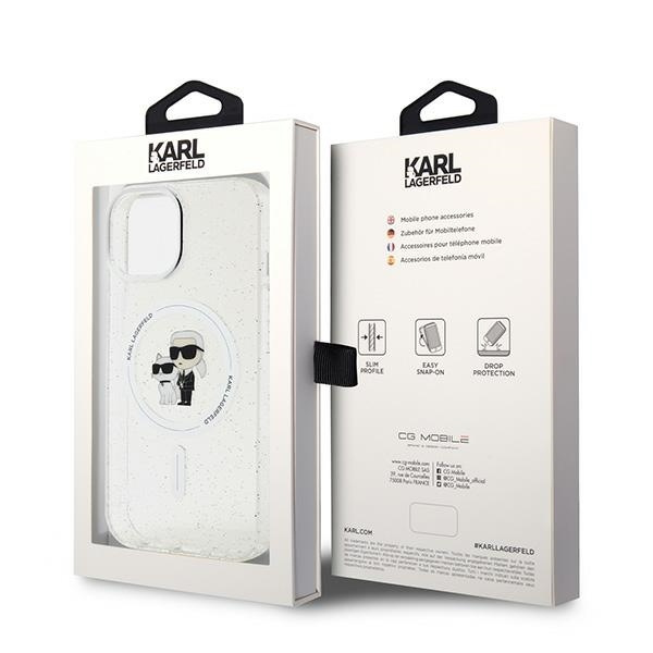 Etui Karl Lagerfeld Karl&Choupette Glitter MagSafe na iPhone 15 Plus - przezroczyste