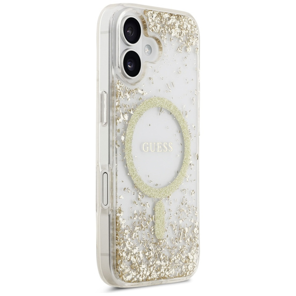 Etui Guess Resin Bottom Glitter MagSafe  do iPhone 17 złoty
