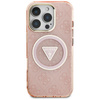 Etui Guess IML Metal Glitter 4G Circle   Triangle MagSafe do iPhone 16 Pro różowy